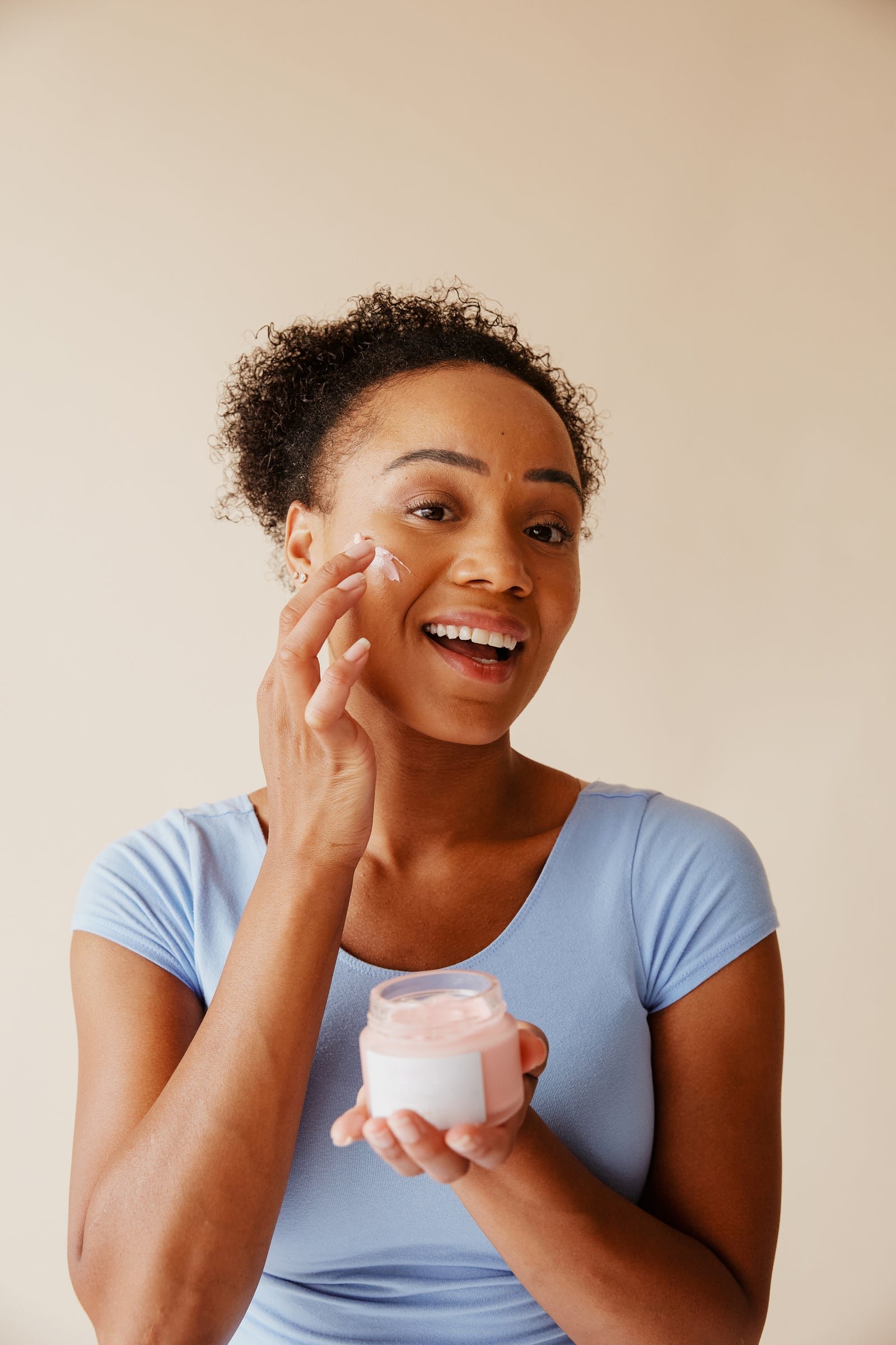 Woman following her skincare routine